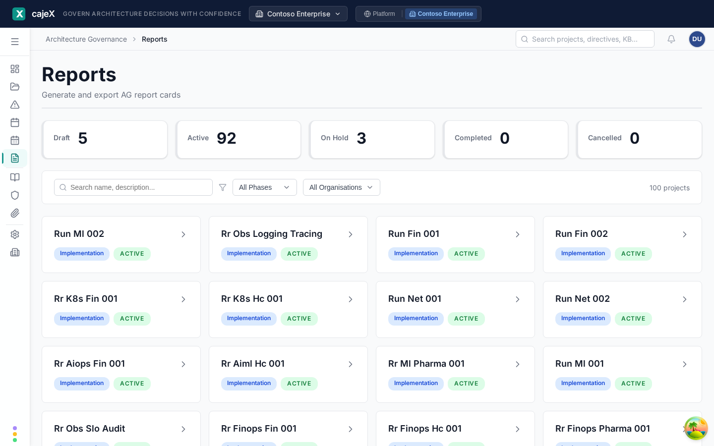 Assessment reports and compliance dashboard